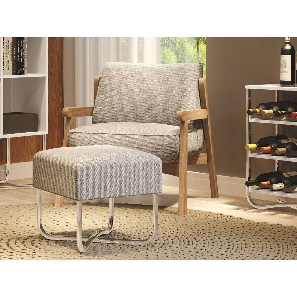 Light Gray Linen Fabric Bench V648