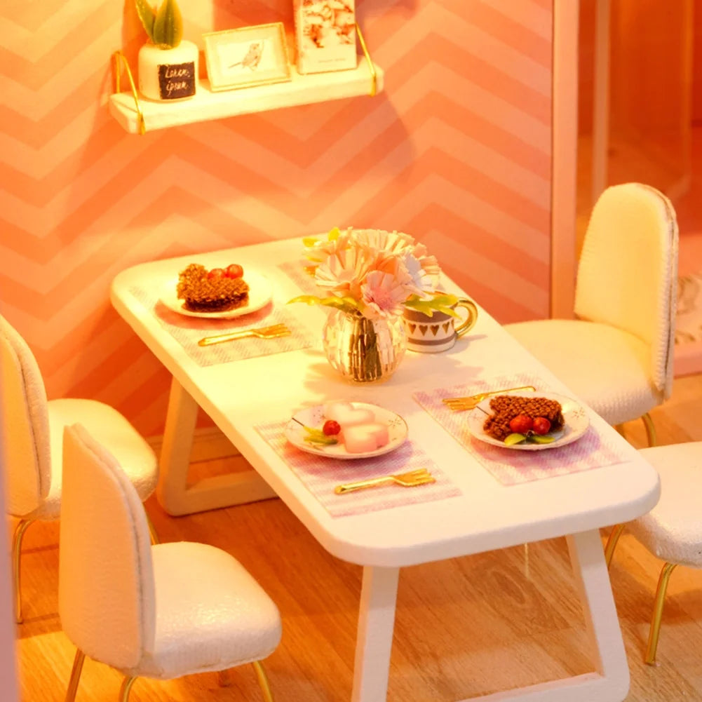 Pink Wooden Dollhouse Kit S57509