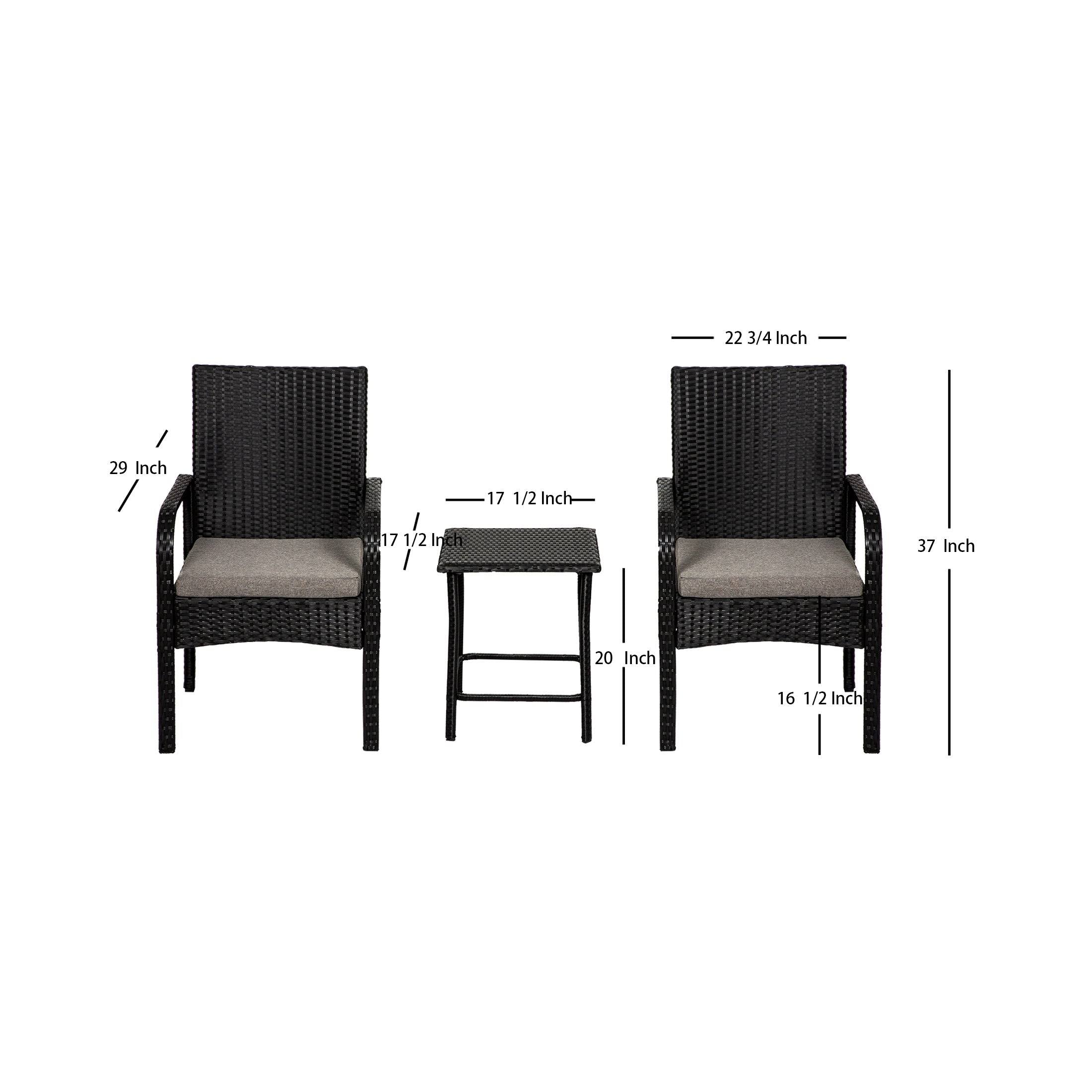 Beige 3-Piece Rattan Wicker Seating Set U2899