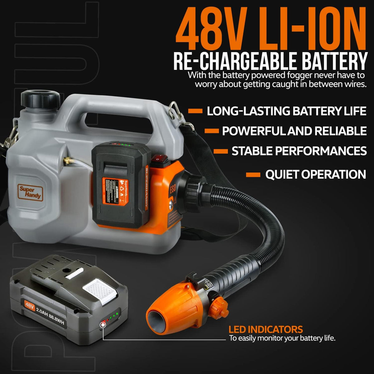 1.3Gal 5L 48V Battery Electrostatic/ULV Fogger Sprayer V3816