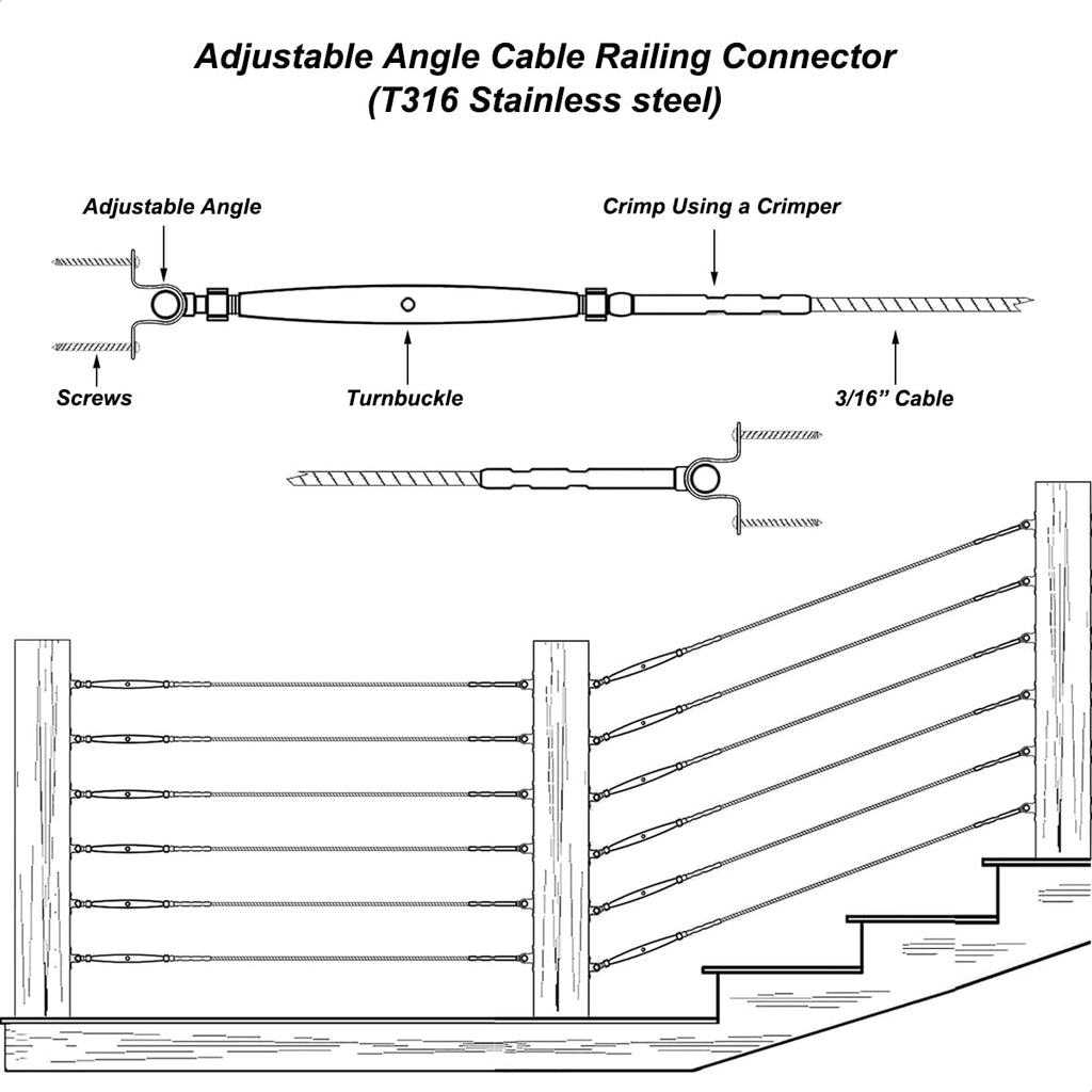 20 Pairs Steel Cable Railing Kit for 3/16 Cable G426