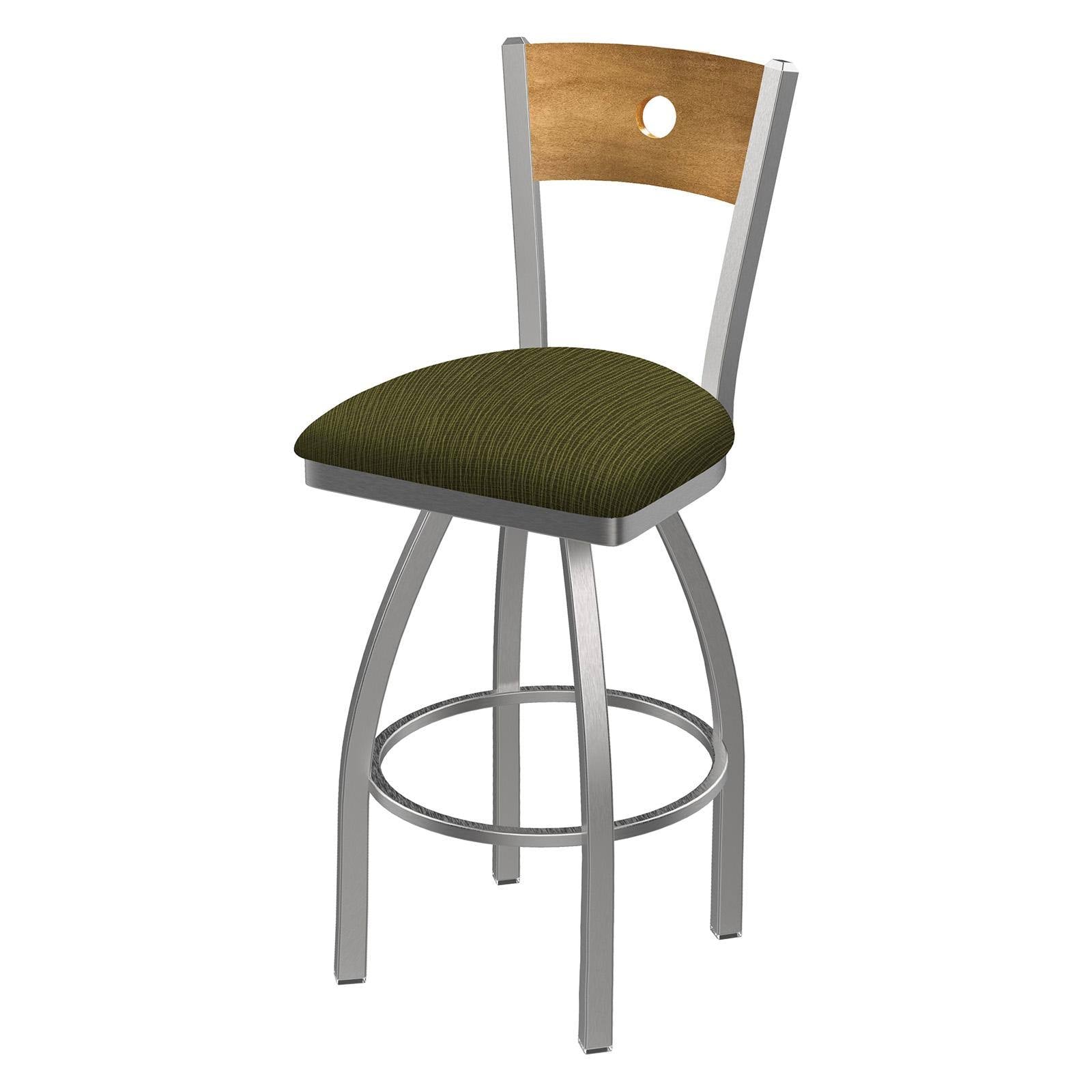 Counter Stool with Anodized Nickel Finish, Natural Oak Back, 360 Swivel G942641