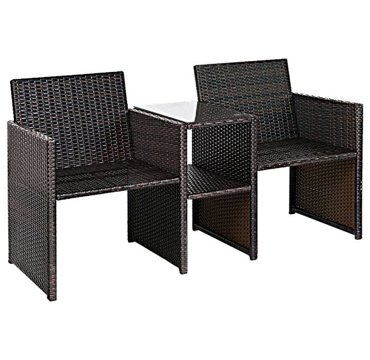 Rattan Loveseat Patio Conversational Set U7049
