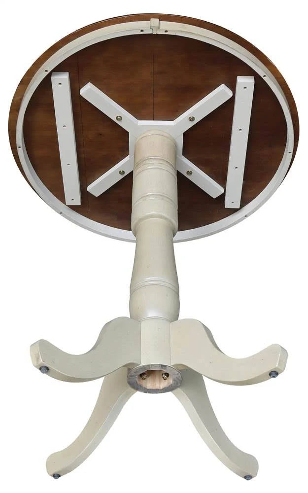 Antiqued Almond/Espresso Round Top Pedestal Table Z8726