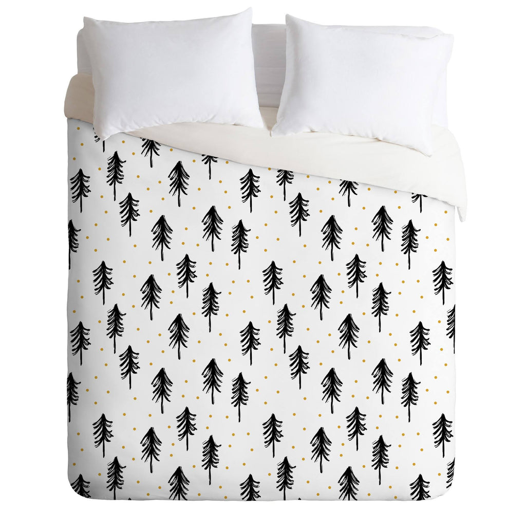 Twin Winter Pines Duvet Cover Set Black/White Z3358