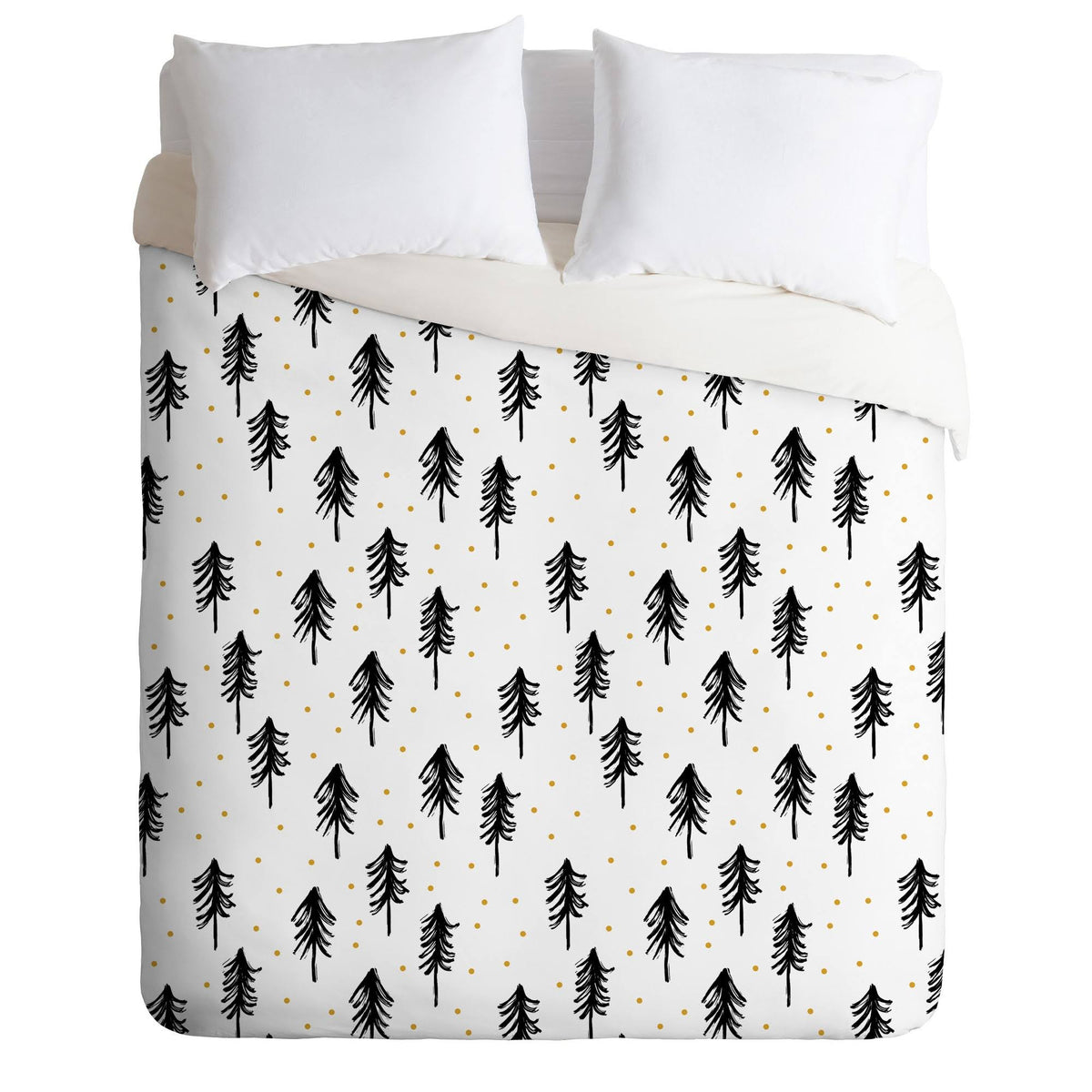 Twin Winter Pines Duvet Cover Set Black/White Z3358