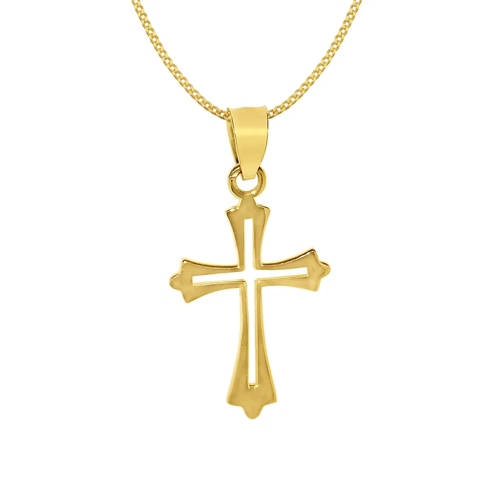 14K Yellow Solid Gold Cross Pendant with 22" Chain Necklace F929792