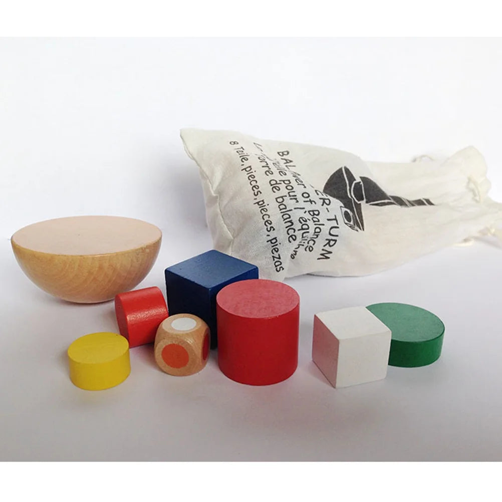 Wooden Hemisphere Balancing Games Stackable Building Blocks Set D7574