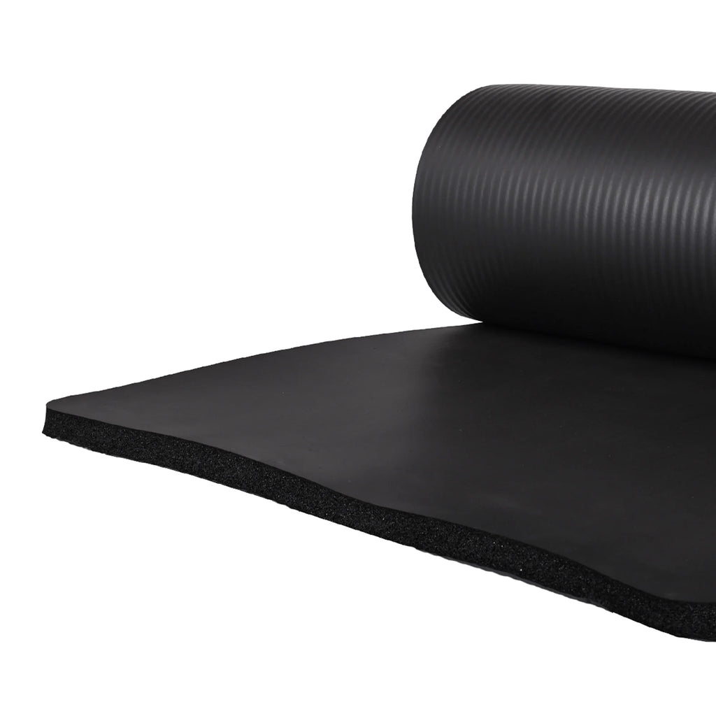 Black Extra Thick Yoga Mat with Carry Strap K46603