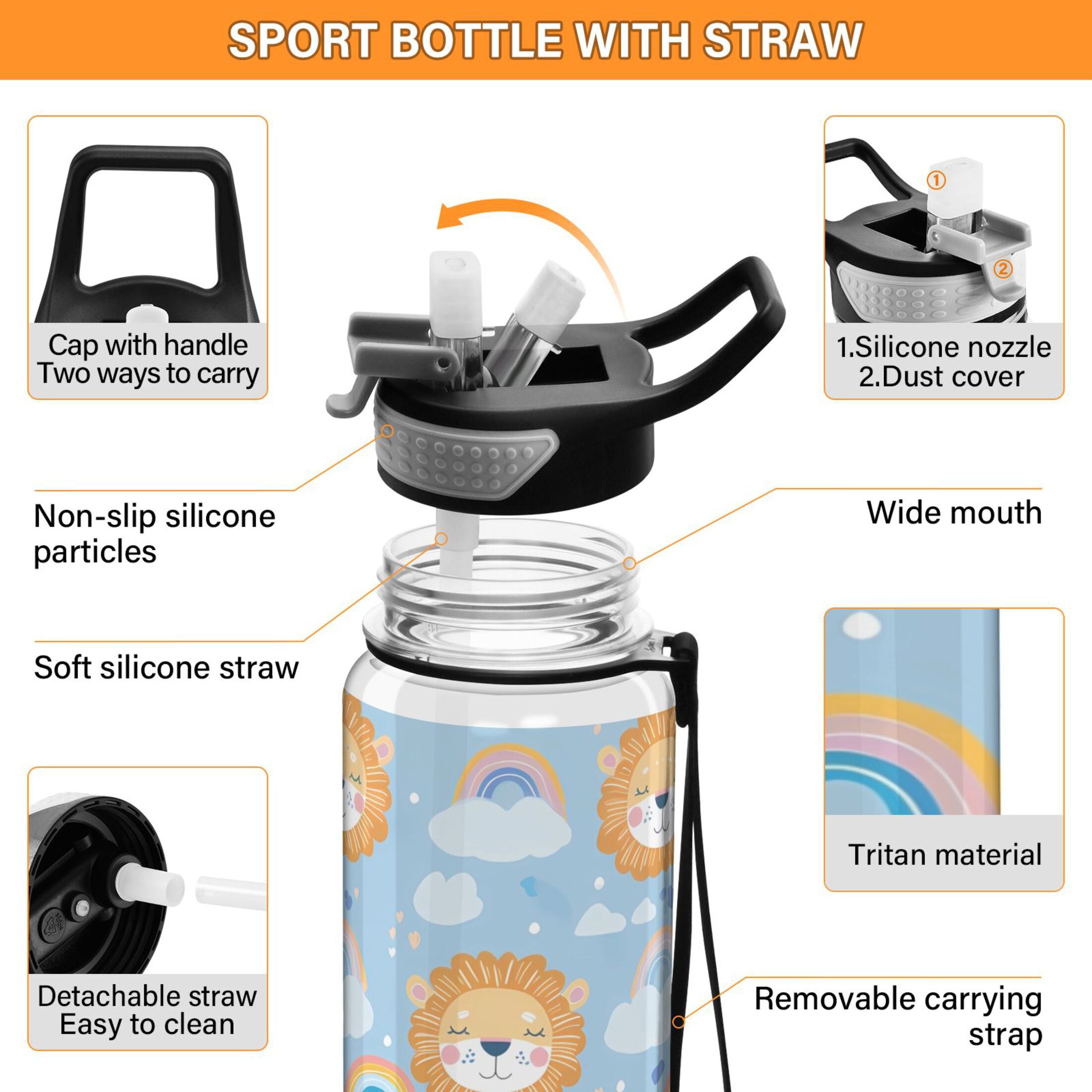 32oz Clear Triton Sports Water Bottle with Straw Q89888