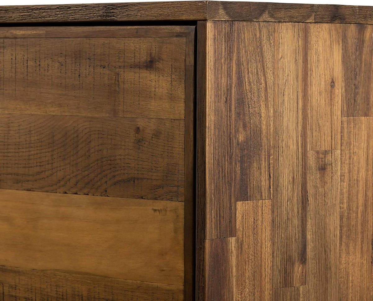Mixed Wood Dining Buffet Cabinet Credenza Storage 62 Wide Matte Brass V52736