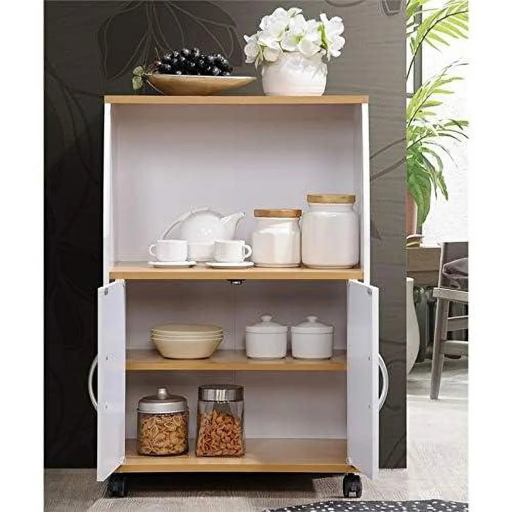White Microwave Kitchen Cart C346495