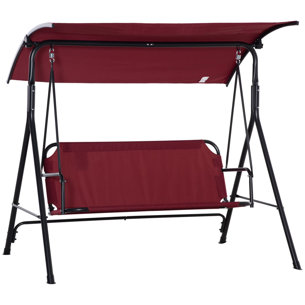 Red Steel Frame 3-Person Porch Swing with Stand E789235