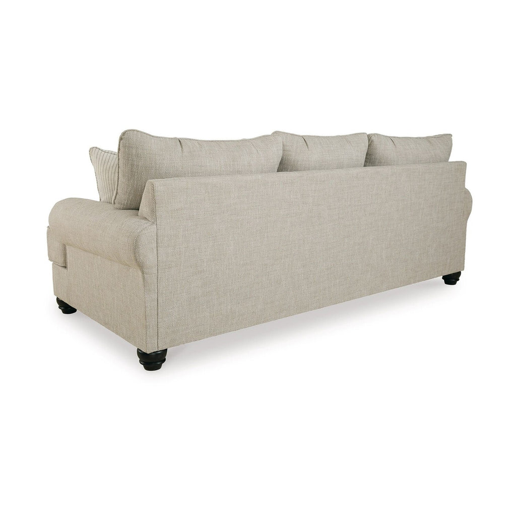 Beige Plush Sofa with 5 Throw Pillows F359
