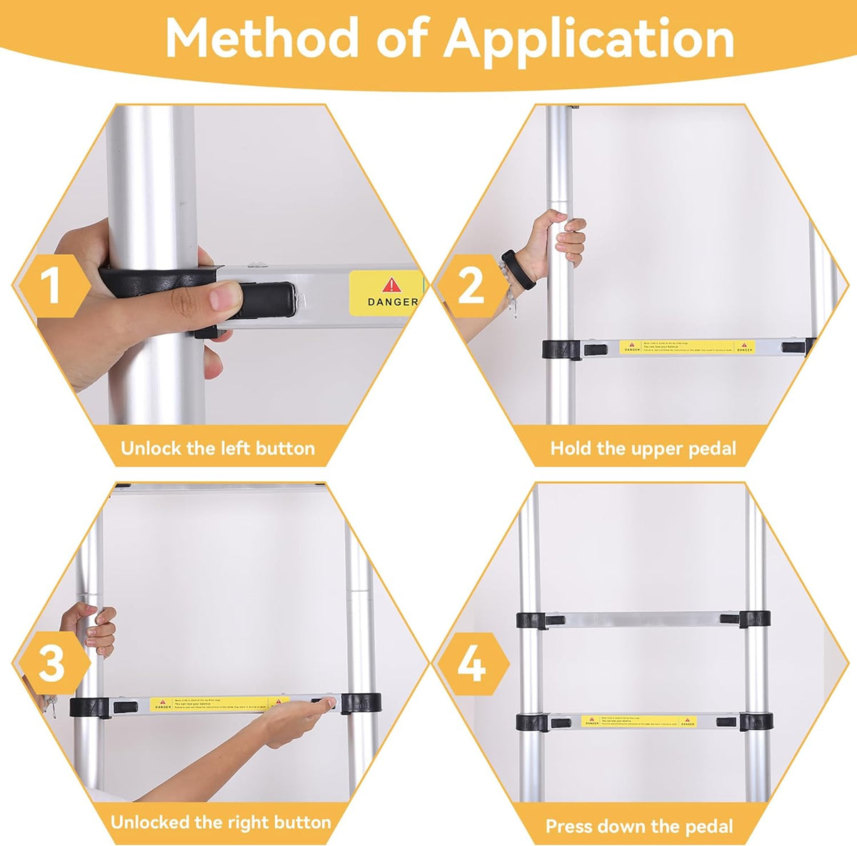 20.3FT Aluminum Telescoping Ladder with Triangle Stabilizers & Detachable Hooks, 330lbs Capacity I13203