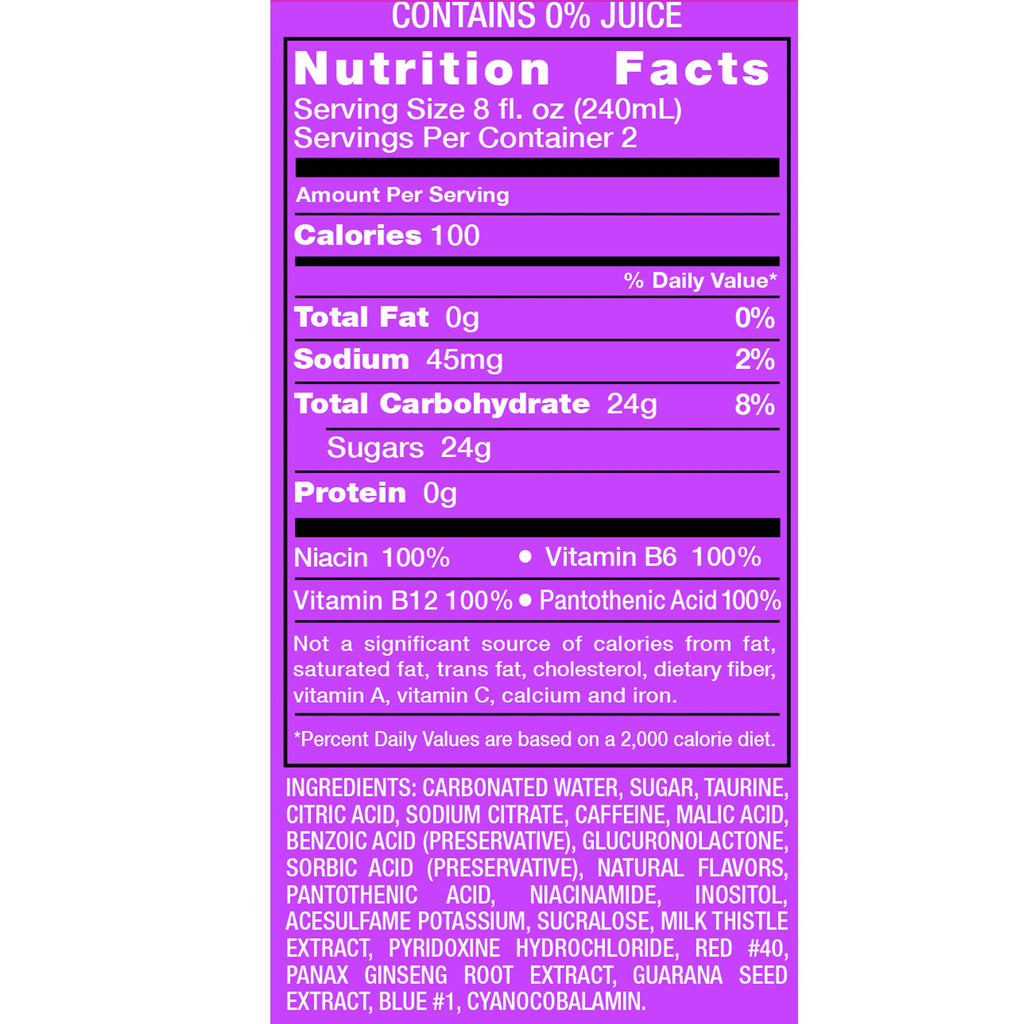 Grape Energy Drink, 16 fl oz, 24 Cans R33693
