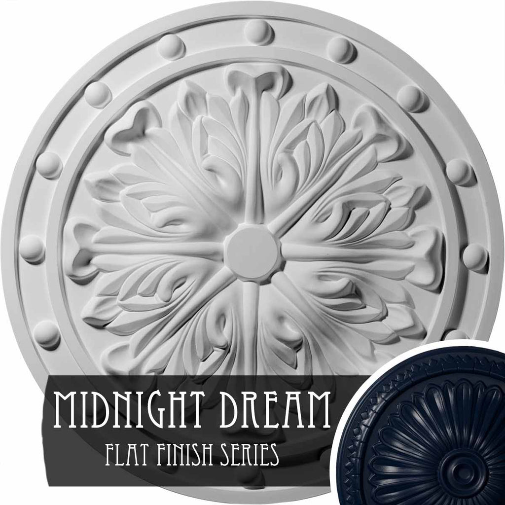 20 1/2x22OD x 1 1/2x22P Acanthus Leaf Ceiling Medallion, Hand-Painted Midnight Dream T1707