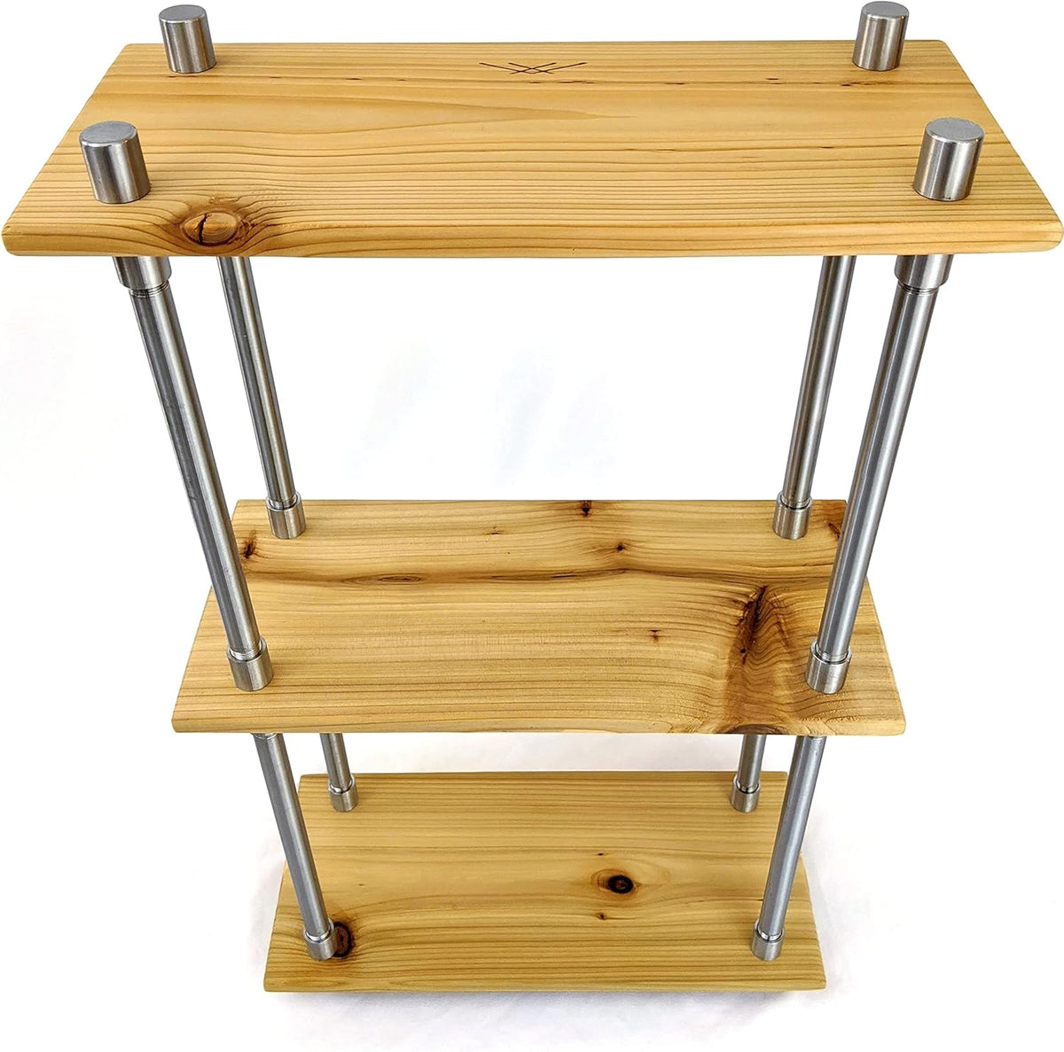 Solid Cedar Wood Stainless Steel Metal Bookcase 16 Inch Wide F81631