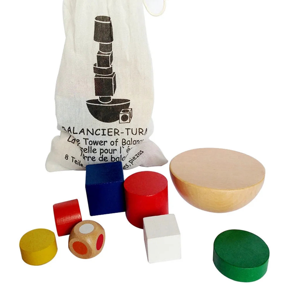 Wooden Hemisphere Balancing Games Stackable Building Blocks Set D7574