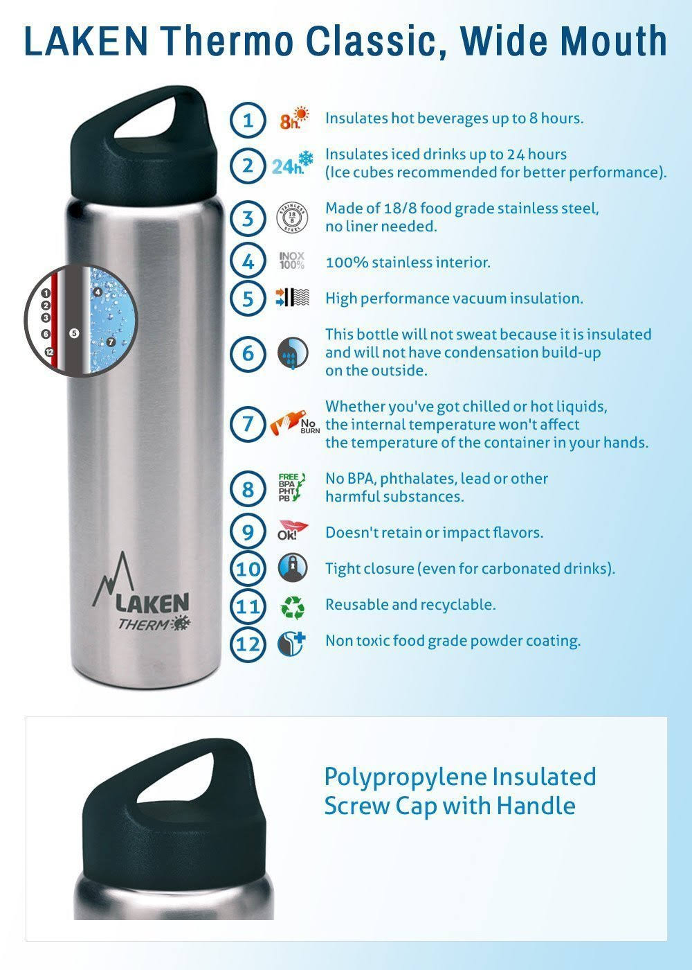 Vacuum Insulated Stainless Steel Water Bottle - 500ml S9545