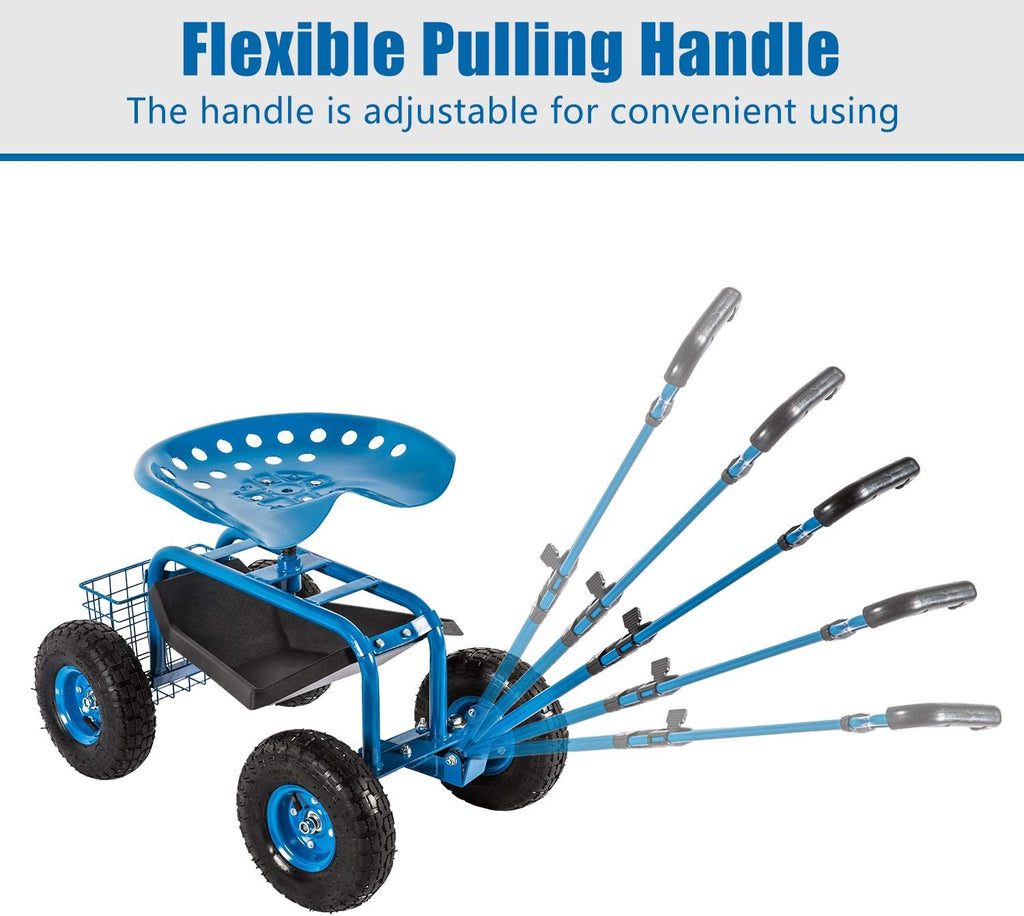 Heavy Duty Rolling Garden Cart with Extendable Steer Handle M545