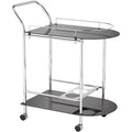 Black Glass Rolling Serving Cart V4193