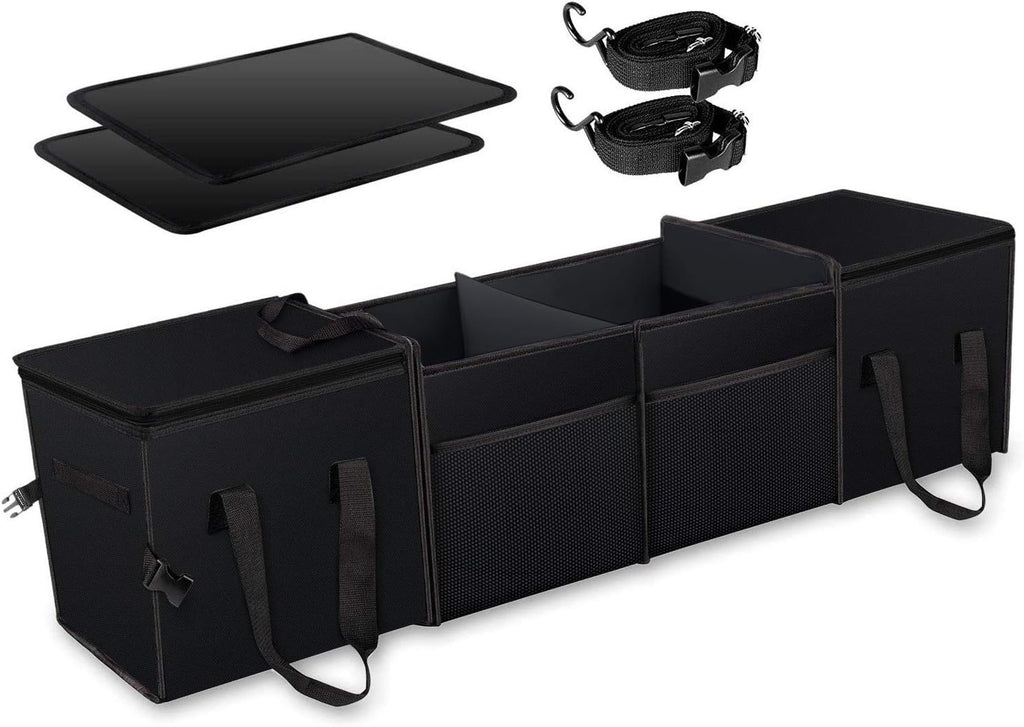 Black Collapsible Car Trunk Organizer with Insulation Cooler Bag O70786