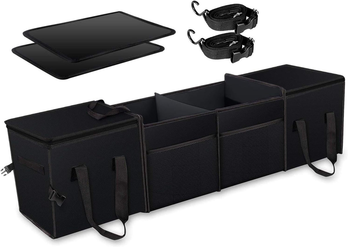 Black Collapsible Car Trunk Organizer with Insulation Cooler Bag O70786
