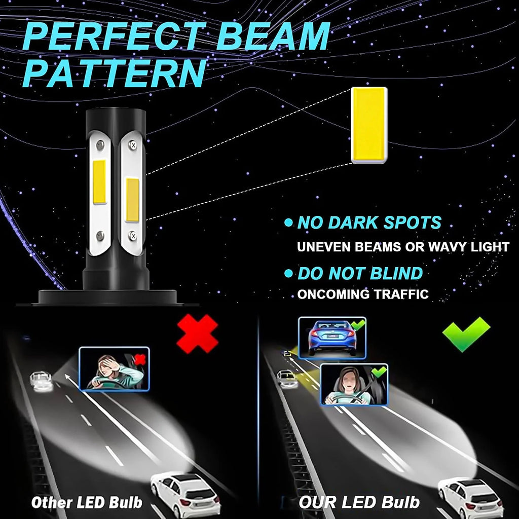 6000K White LED Headlight Bulbs High/Low Beam 2pc V544