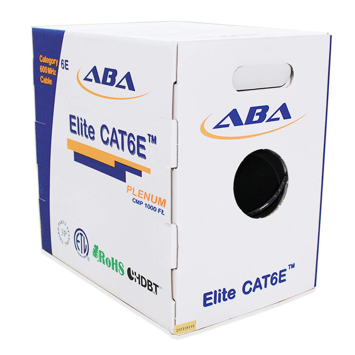 Cat6 Plenum CMP Ethernet Cable 1000ft 23AWG UTP Solid Bare Copper Yellow W49280