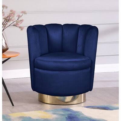 Navy Velvet Swivel Barrel Chair L936