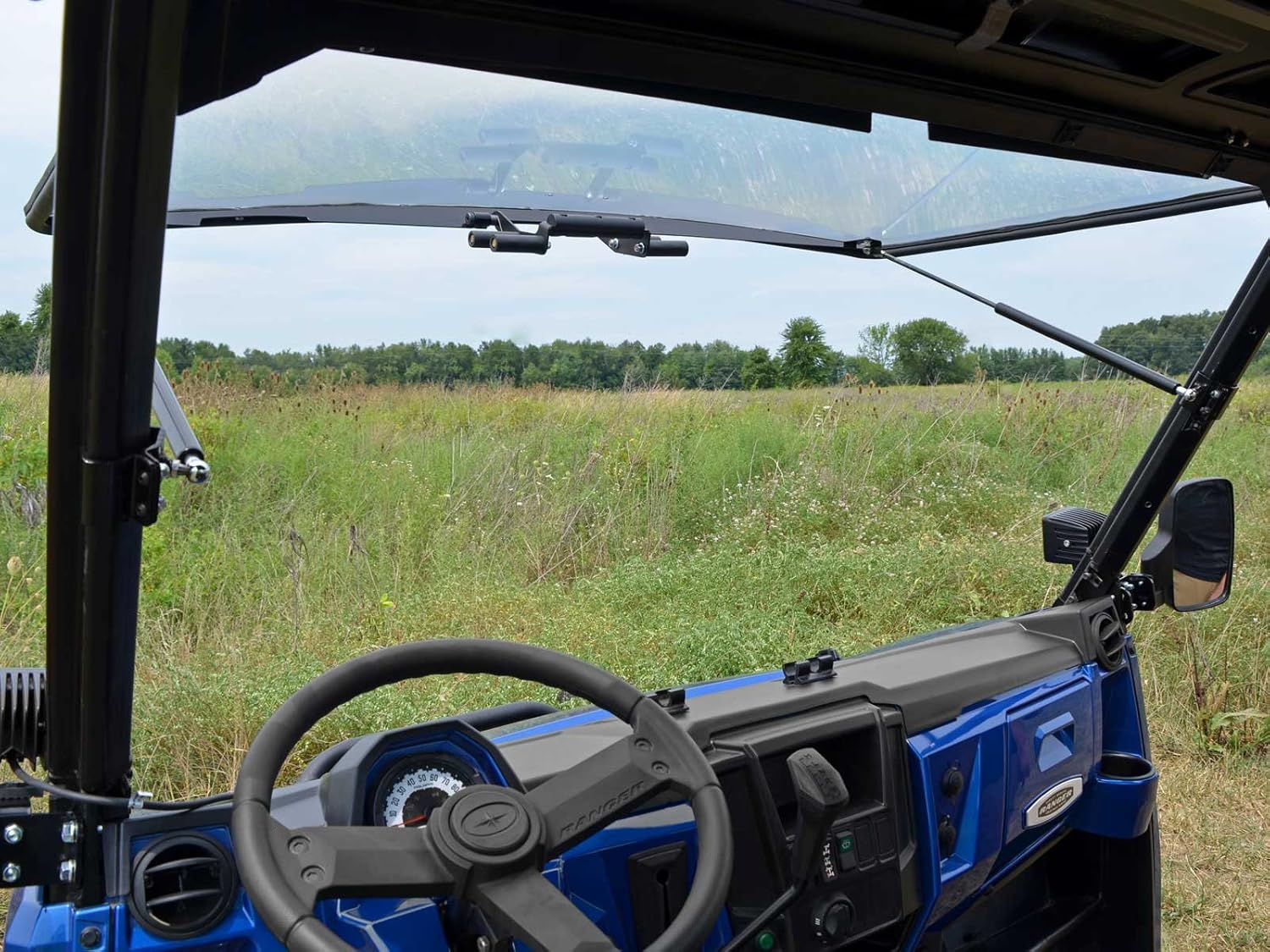 Heavy-Duty Scratch Resistant Flip Windshield, 1/4 Thick Polycarbonate N30915