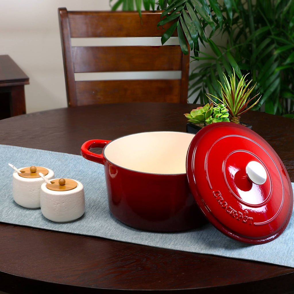 Scarlet Red 7-Quart Cast Iron Dutch Oven Q982116
