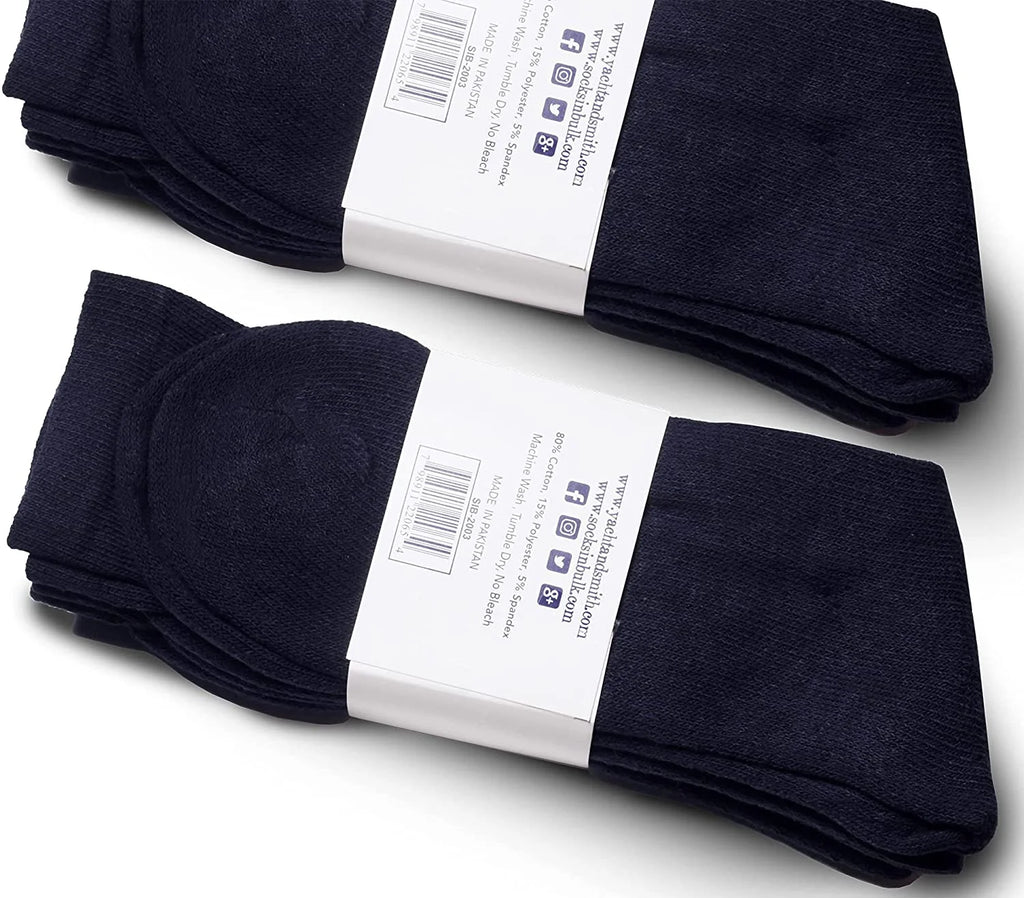 36 Pairs Navy Cotton Athletic Socks Shoe Size 10-13 P93458