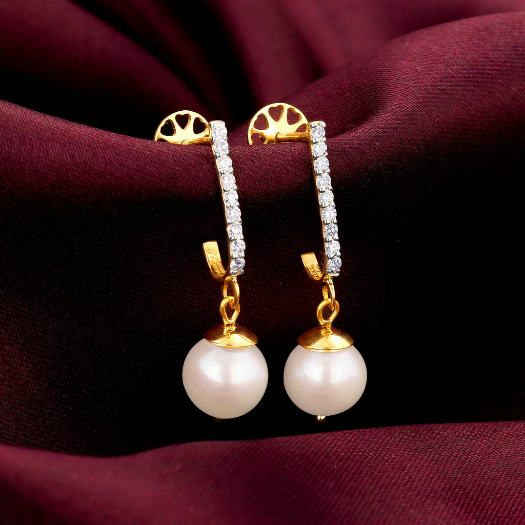 Pearl & Diamond Semi Hoop Earrings M58508