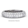 14K White Gold Pave Setting Three Row Band Eternity Ring V740