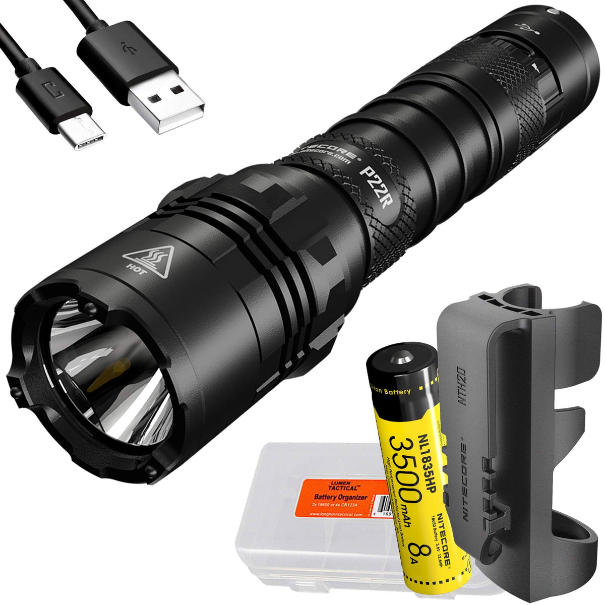 Black USB-C Rechargeable Tactical Flashlight V9920