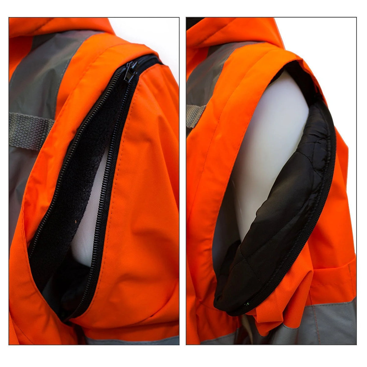Men's High Visibility Safety Bomber Jacket With Zipper, PVC Pocket, Black Bottom, Orange R222937
