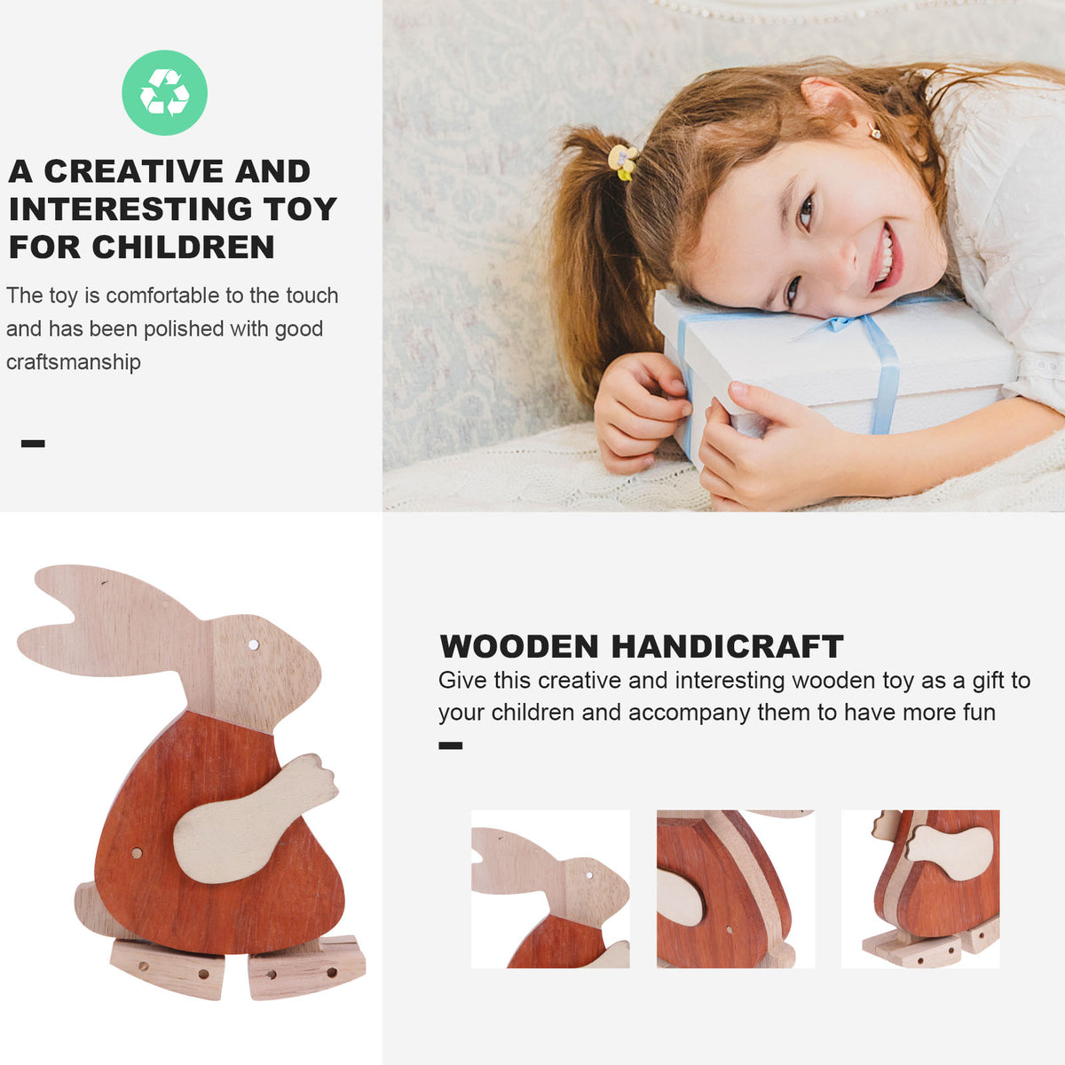 Red Rabbit Wooden Crafts Toys Playset H8247