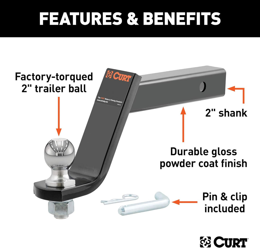 Lifted Truck Trailer Hitch Mount with 2-Inch Ball & Pin, 7,500 lbs, 6-Inch Drop, Black Pack of 2 Y76334