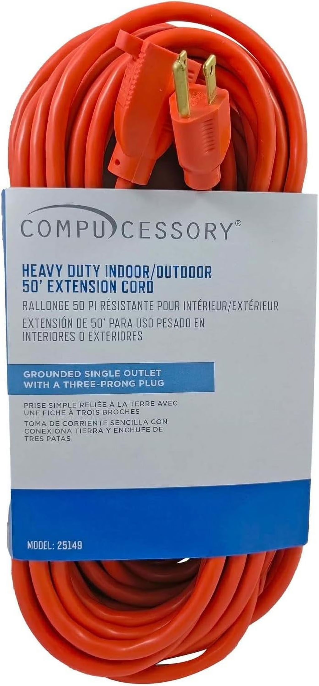 Orange Heavy-Duty Power Extension Cord, 50' K90580