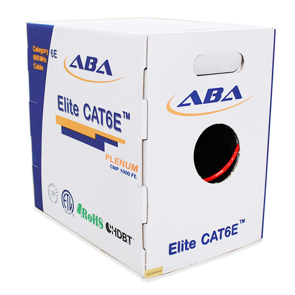 Cat6 Plenum CMP Ethernet Cable 1000ft 23AWG UTP Solid Bare Copper Yellow W49280