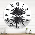 Black and White Tropical Leaf Geometric Large Wall Clock F637