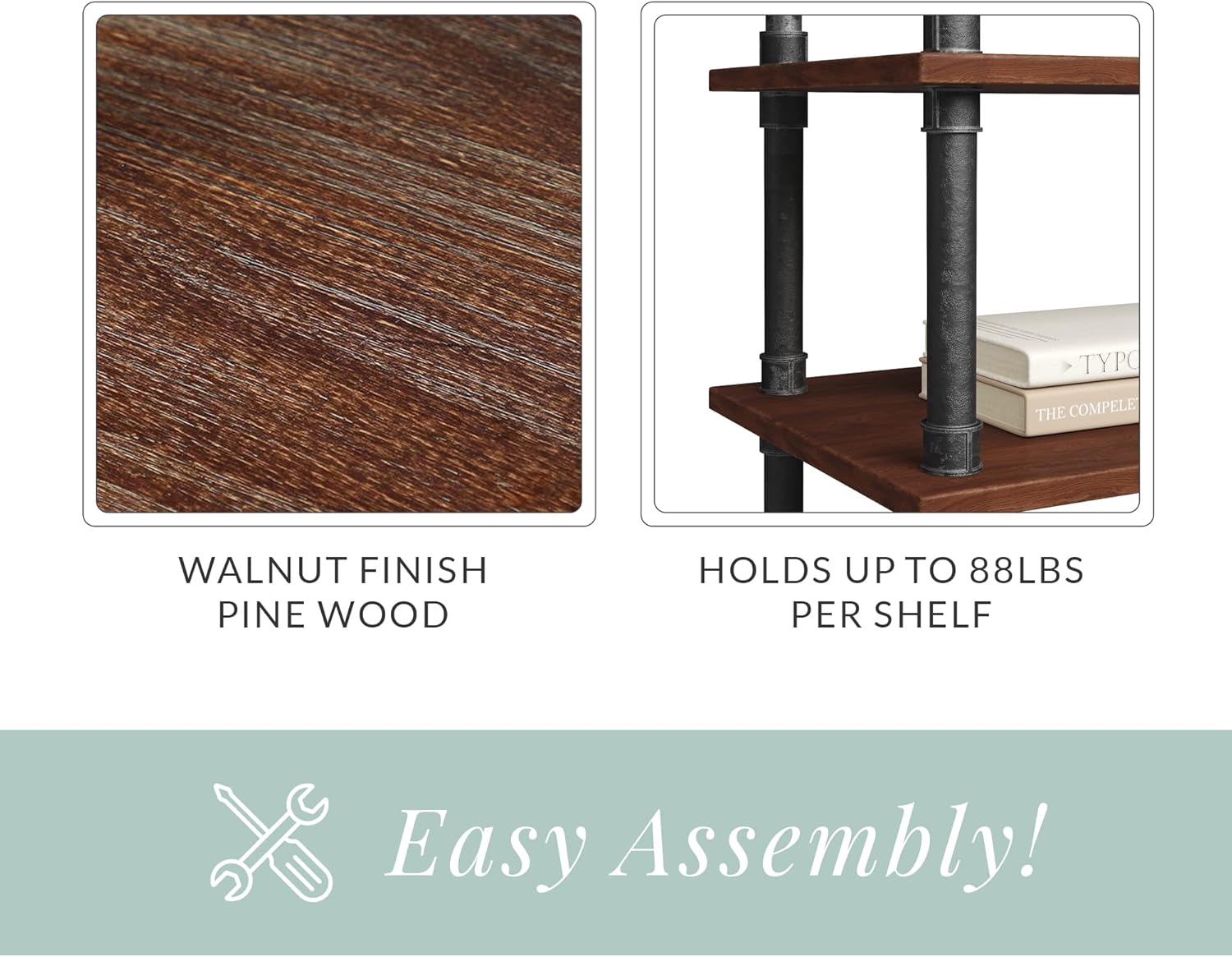 Brown Solid Pine 4-Tier Bookcase N178990