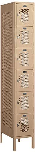 Vented Metal Locker, Six Tier, Tan G471736