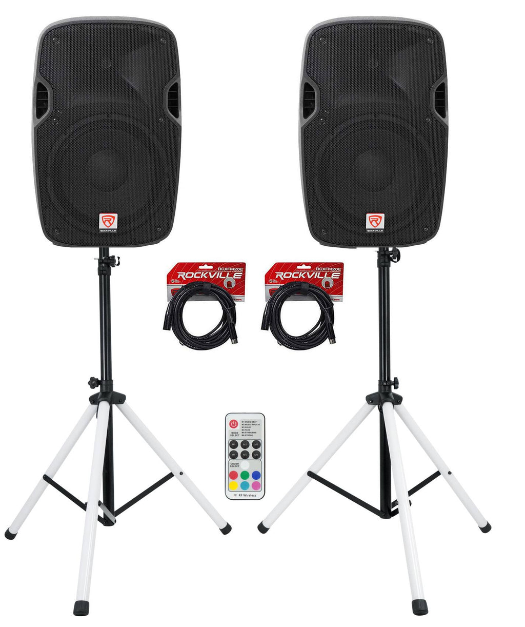 12x22 Passive 1200W DJ PA Speakers with Stands and Cables W834079