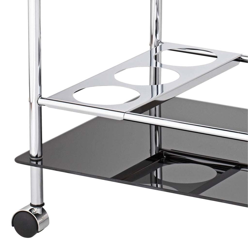 Black Glass Rolling Serving Cart V4193
