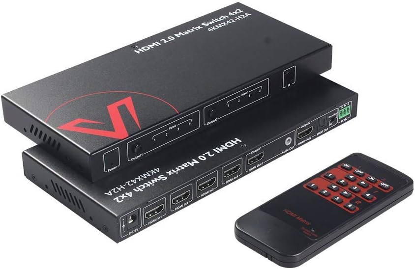 HDMI 2.0 Matrix Switch 4x2 4K@60Hz 4:4:4 HDR HDCP 2.2 18Gbps D66946