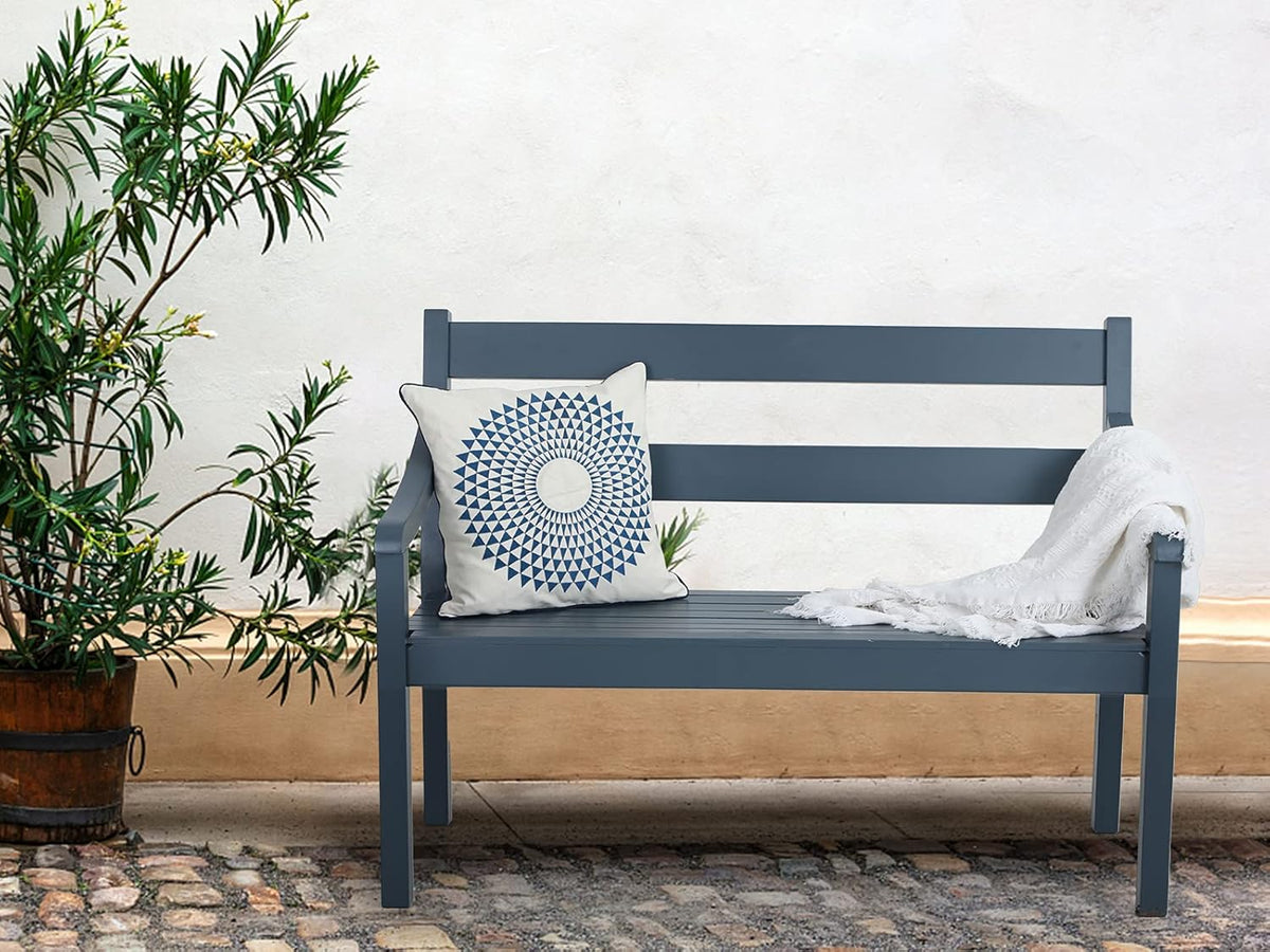 2-Person Acacia Wood Bench with Backrest and Armrest G948