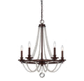 White 5 Light Chandelier, 24 inch, 300 Watts F6089
